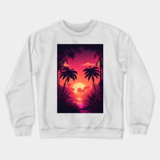 Jungle Sunset, Double Palm Crewneck Sweatshirt